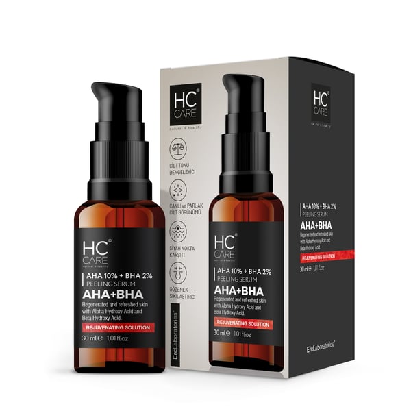 HC Aha %10 - Bha %2 Peeling Serumu, Cilt Tonu Eşitleyici, Canlandırıcı - 30 ml.