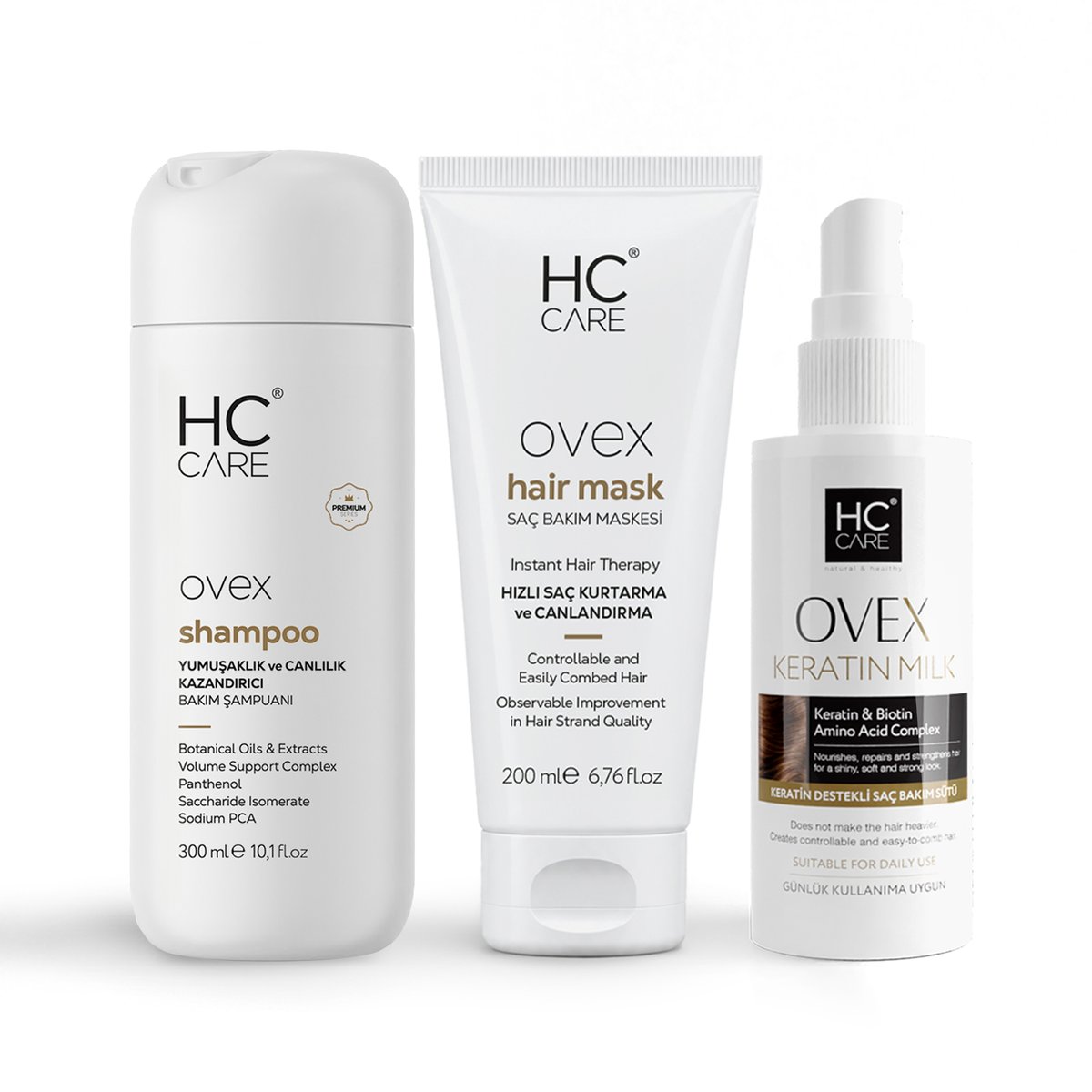 HC Ovex Şampuan, Maske, Keratin Sütü 3'lü Saç Bakım Seti
