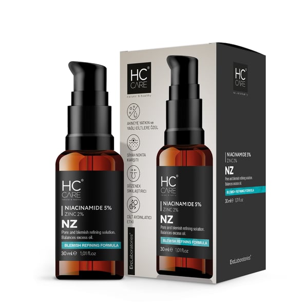 HC Niacinamide %5, Çinko %2 Serum, Gözenek ve Siyah Nokta Oluşumunu Gidermeye Yardımcı - 30 ml.