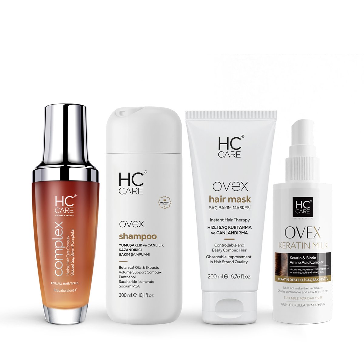 HC Complex, Ovex Şampuan, Maske, Keratin Sütü 4'lü Saç Bakım Seti